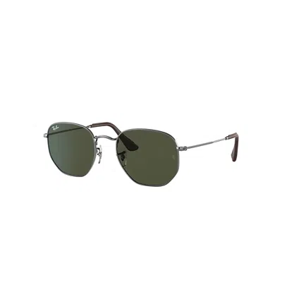 Ray Ban Hexagonal @collection Sunglasses Gunmetal Frame Green Lenses 51-21