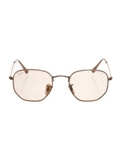 Pre-owned Ray Ban Hexagonal Flat Lenses Aviator Sunglasses In Pink