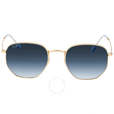 Ray Ban Hexagonal Flat Lenses Blue Gradient Geometric Unisex Sunglasses Rb3548n 91233m 54