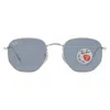 Ray Ban Hexagonal Flat Lenses Blue Hexagonal Unisex Sunglasses Rb3548n 003/02 51 In Blue
