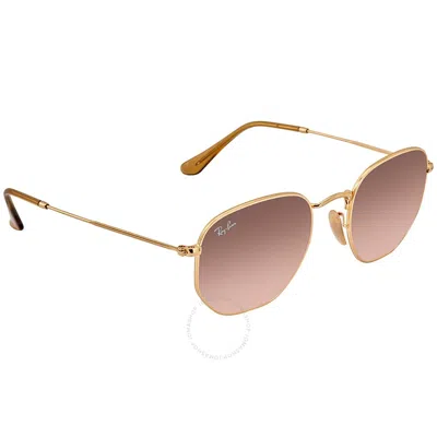Ray Ban Hexagonal Flat Lenses Brown Gradient Aviator Sunglasses Rb3548n 91244351