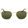 Ray Ban Hexagonal Flat Lenses Green Classic G-15 Unisex Sunglasses Rb3548n 001 48 In Gold