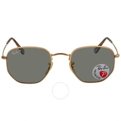 Ray Ban Hexagonal Flat Lenses Green Classic G-15 Unisex Sunglasses Rb3548n 001/58 51 In Gold / Green