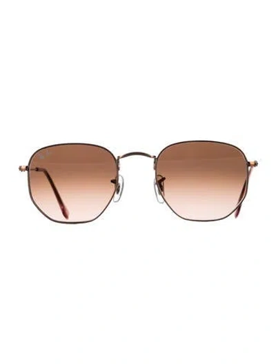 Pre-owned Ray Ban Hexagonal Flat Lenses Oversize Sunglasses In Gold