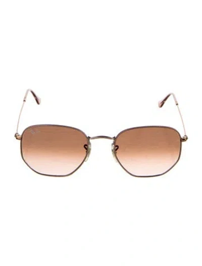 Pre-owned Ray Ban Hexagonal Flat Lenses Oversize Sunglasses In Pink
