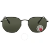 RAY BAN RAY BAN HEXAGONAL FLAT LENSES POLARIZED GREEN UNISEX SUNGLASSES RB3548N 002/58 54