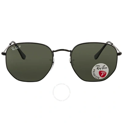 Ray Ban Hexagonal Flat Lenses Polarized Green Unisex Sunglasses Rb3548n 002/58 54 In Black / Green