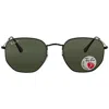 Ray Ban Hexagonal Flat Lenses Polarized Green Unisex Sunglasses Rb3548n 002/58 54 In Brown