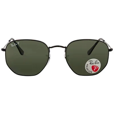 Ray Ban Hexagonal Flat Lenses Polarized Green Unisex Sunglasses Rb3548n 002/58 54 In Brown