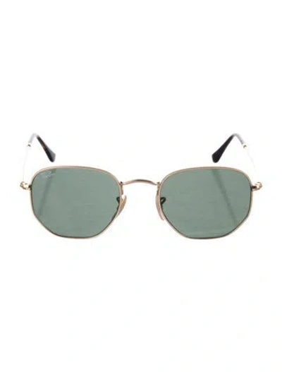 Pre-owned Ray Ban Hexagonal Flat Lenses Round Sunglasses In Gold