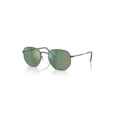 Ray Ban Hexagonal Flat Lenses Sonnenbrillen Schwarz Fassung Blau Glas 51-21 In Black