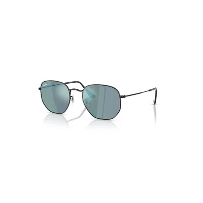 Ray Ban Hexagonal Flat Lenses Sonnenbrillen Schwarz Fassung Blau Glas 51-21 In Black