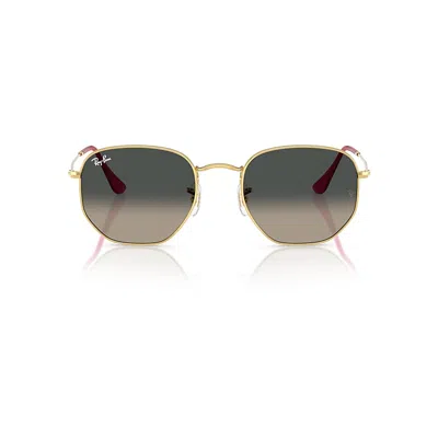 Ray Ban Hexagonal Flat Lenses Sunglasses Arista Gold Frame Grey Lenses 51-21