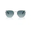 Ray Ban Hexagonal Flat Lenses Sunglasses Silver Frame Grey Lenses 51-21 In Silver