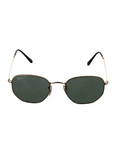 Pre-owned Ray Ban Hexagonal Flat Round Sunglasses In Gold