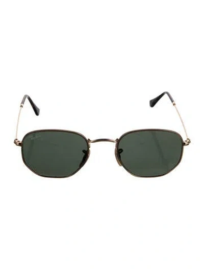 Pre-owned Ray Ban Hexagonal Flat Square Sunglasses In Gold