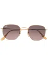 Ray Ban Hexagonal-frame Sunglasses In Gold