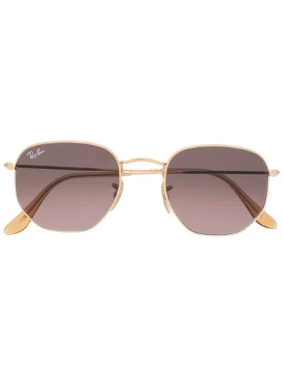 Ray Ban Hexagonal-frame Sunglasses In Gold