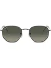 Ray Ban Hexagonal Frame Sunglasses In Metallic
