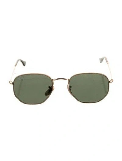 Pre-owned Ray Ban Hexagonal Gold Arista Round Sunglasses