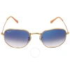 Ray Ban Hexagonal Light Blue Gradient Unisex Sunglasses Rb3548 001/3f 51 In Blue