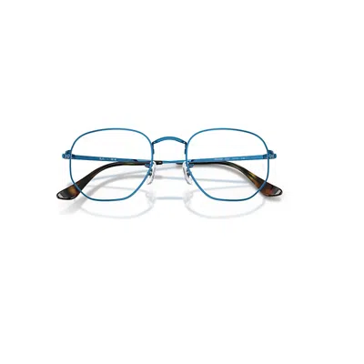 Ray Ban Hexagonal Optics Eyeglasses Blue Frame Clear Lenses Polarized 51-21
