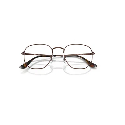 Ray Ban Hexagonal Optics Eyeglasses Brown Frame Clear Lenses Polarized 51-21 In White