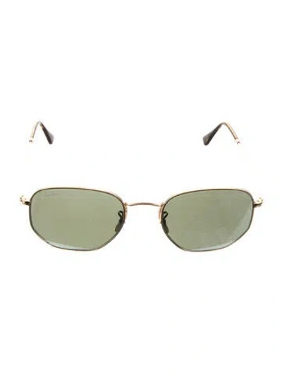 Pre-owned Ray Ban Hexagonal Oversize Sunglasses In Gold