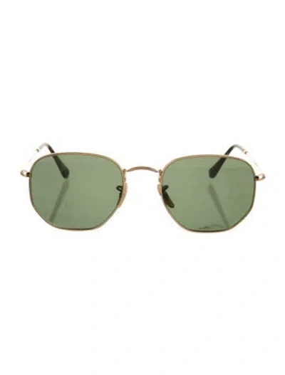 Pre-owned Ray Ban Hexagonal Round Sunglasses In Gold