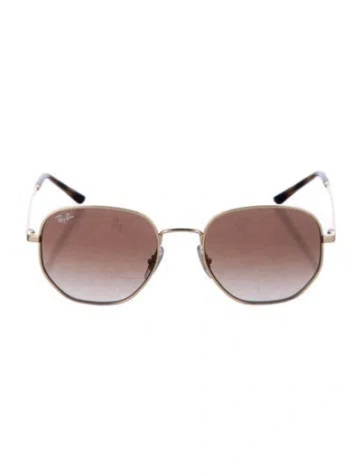 Pre-owned Ray Ban Hexagonal Round Sunglasses In Gold