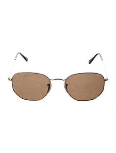 Pre-owned Ray Ban Hexagonal Round Sunglasses In Gold/metallic