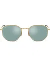 Ray Ban Hexagonal Shaped Sunglasses In Silver