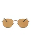 Ray Ban Hexagonal Sunglasses In Brown
