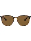 Ray Ban Hexagonal Sunglasses In Brown