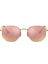 Ray Ban Hexagonal Flat Sunglasses In Gold