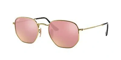 Pre-owned Ray Ban Ray-ban Hexagonal Sunglasses, Gold Frame, Copper Flash Lens, 54mm