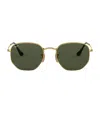 Ray Ban Ray-ban Ray-ban Polarized Hexagonal Rb3548n-001-5851-21 Gold Geometric Sunglasses In Green