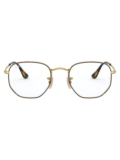 Ray Ban Hexagonal-frame Glasses In Gold