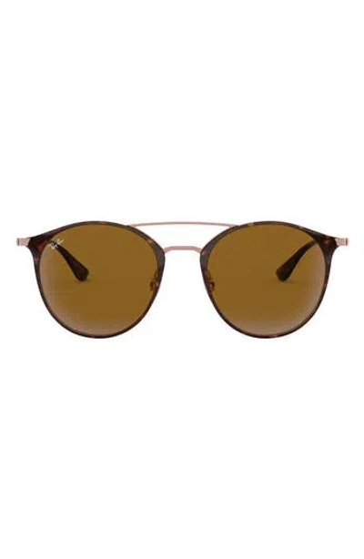 Ray Ban Ray-ban Highstreet 52mm Round Brow Bar Sunglasses In Brown