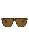 Ray Ban Highstreet 60mm Polarized Flat Top Sunglasses In Light Havana Polarized