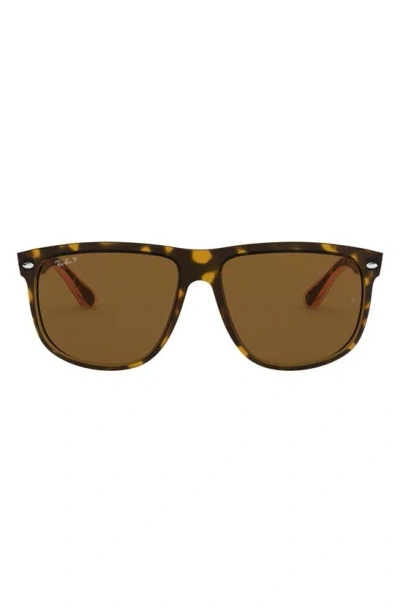 Ray Ban Highstreet 60mm Polarized Flat Top Sunglasses In Light Havana Polarized