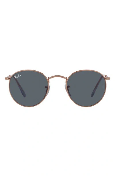 Ray Ban Icons 50mm Round Metal Sunglasses In Blue