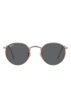Ray Ban Icons 50mm Round Metal Sunglasses In Dark Grey