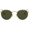 Ray Ban Ray-ban Icons 50mm Round Metal Sunglasses In Gold/green