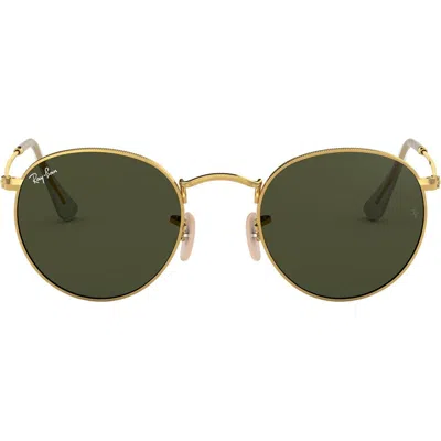 Ray Ban Ray-ban Icons 50mm Round Metal Sunglasses In Gold/green