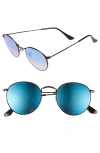 Ray Ban Icons 50mm Round Sunglasses In Black/ Blue