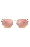 Ray Ban Icons 51mm Sunglasses In Gold/ Copper Flash