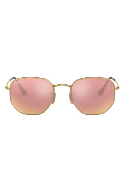 Ray Ban Icons 51mm Sunglasses In Gold/ Copper Flash