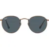 Ray Ban David Sunglasses Gold Frame Blue Lenses Polarized 53-20 In Brown