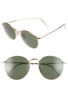 Ray Ban Icons 53mm Retro Sunglasses In Gold/ Green